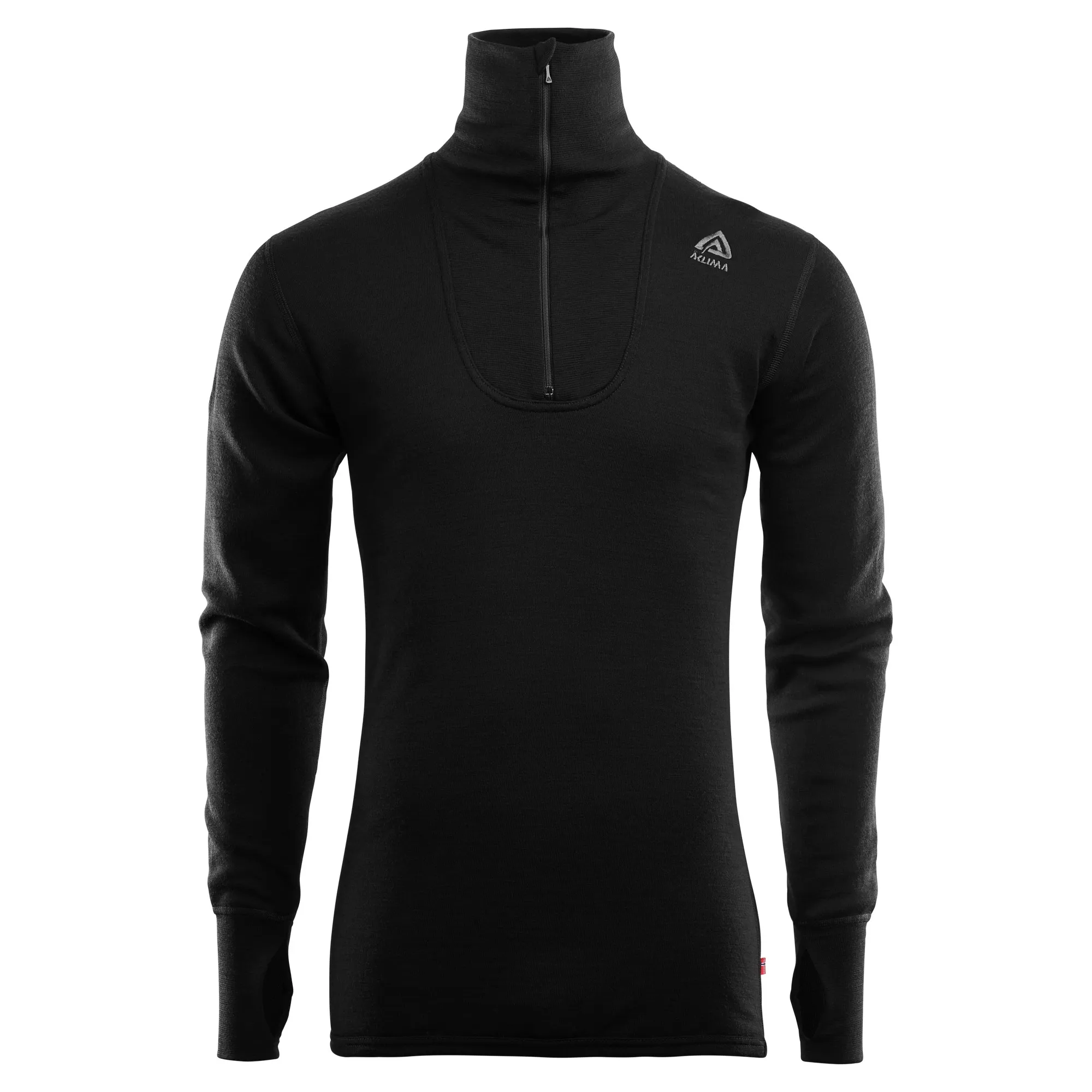 Aclima DoubleWool Polo with Zip Man Jet Black/Marengo | Buy Aclima DoubleWool Polo with Zip Man Jet Black/Marengo here | Outnorth