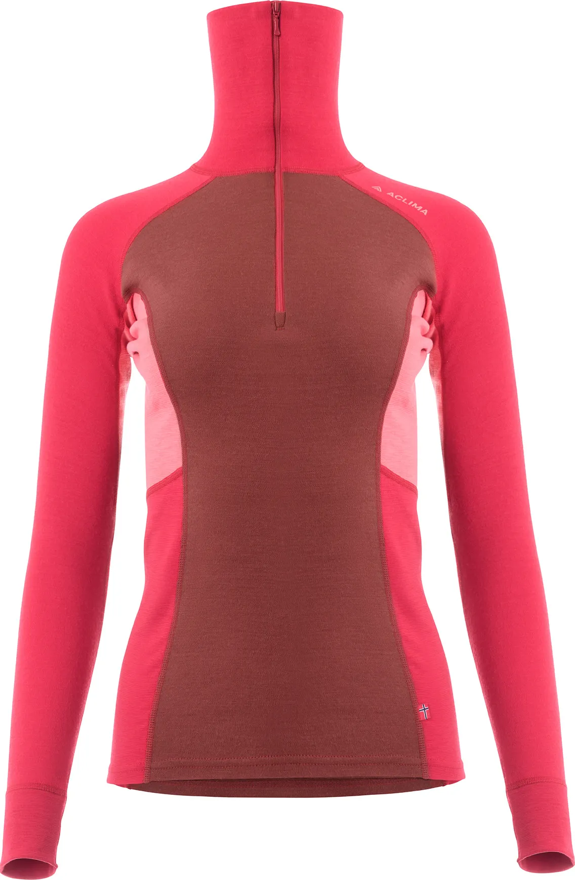 Aclima Women&#x27;s WarmWool Polo Jester Red/Spiced Apple/Spiced Coral | Buy Aclima Women&#x27;s WarmWool Polo Jester Red/Spiced Apple/Spiced Coral here | Outnorth