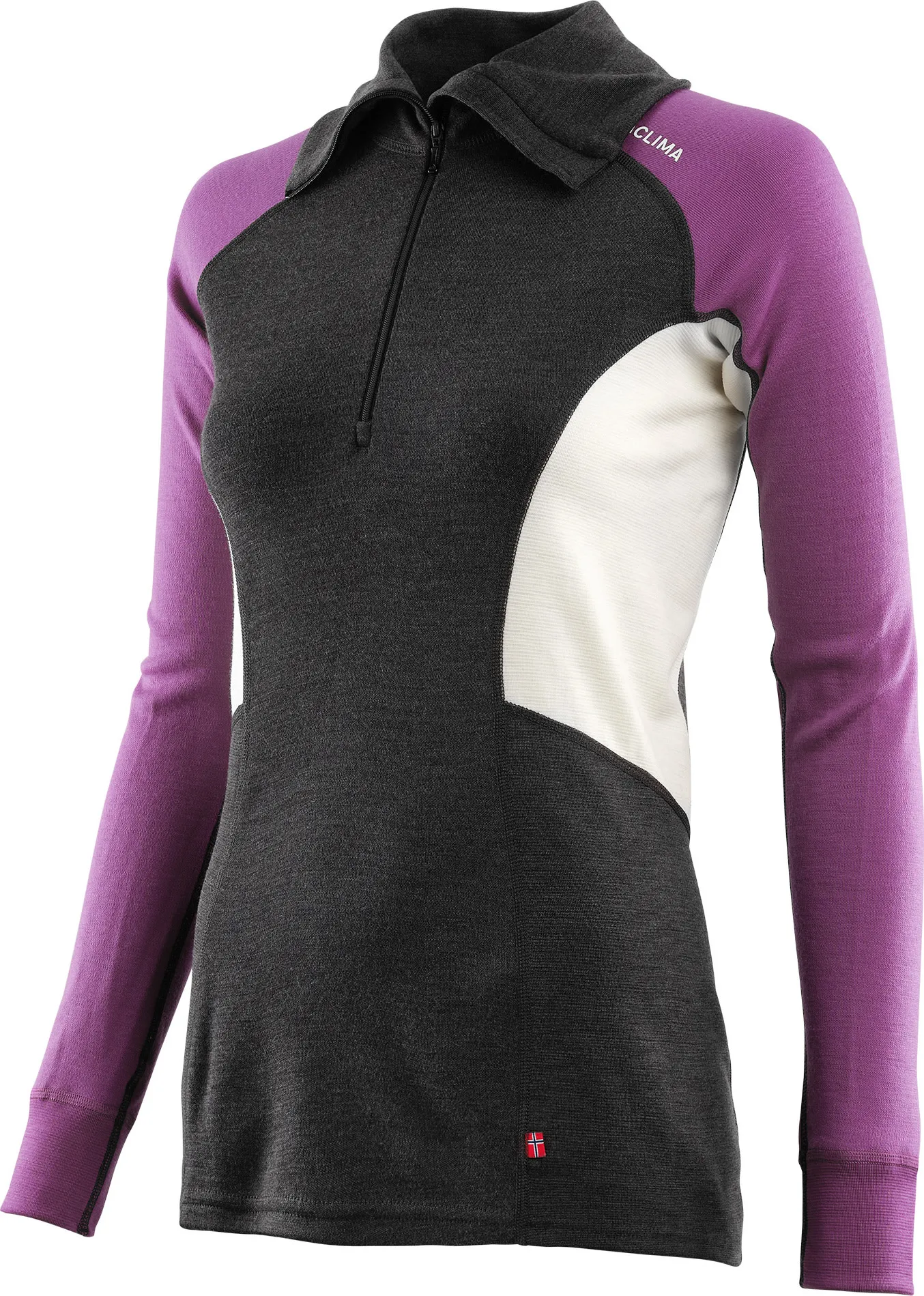 Aclima Women&#x27;s WarmWool Polo Marengo/Sunset Purple/Nature | Buy Aclima Women&#x27;s WarmWool Polo Marengo/Sunset Purple/Nature here | Outnorth