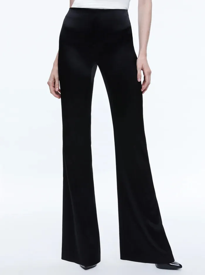 Alice   Olivia - Teeny Satin Bootcut Pant - Black