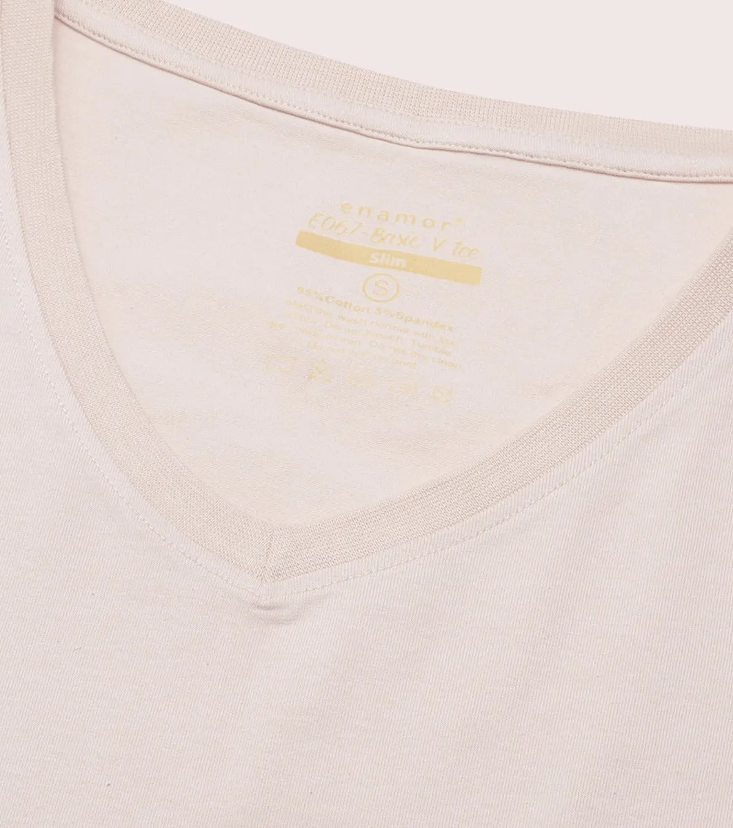 Basic ‘V’ Tee | Short Sleeve ‘V’ Neck Basic Stretch Cotton Tee