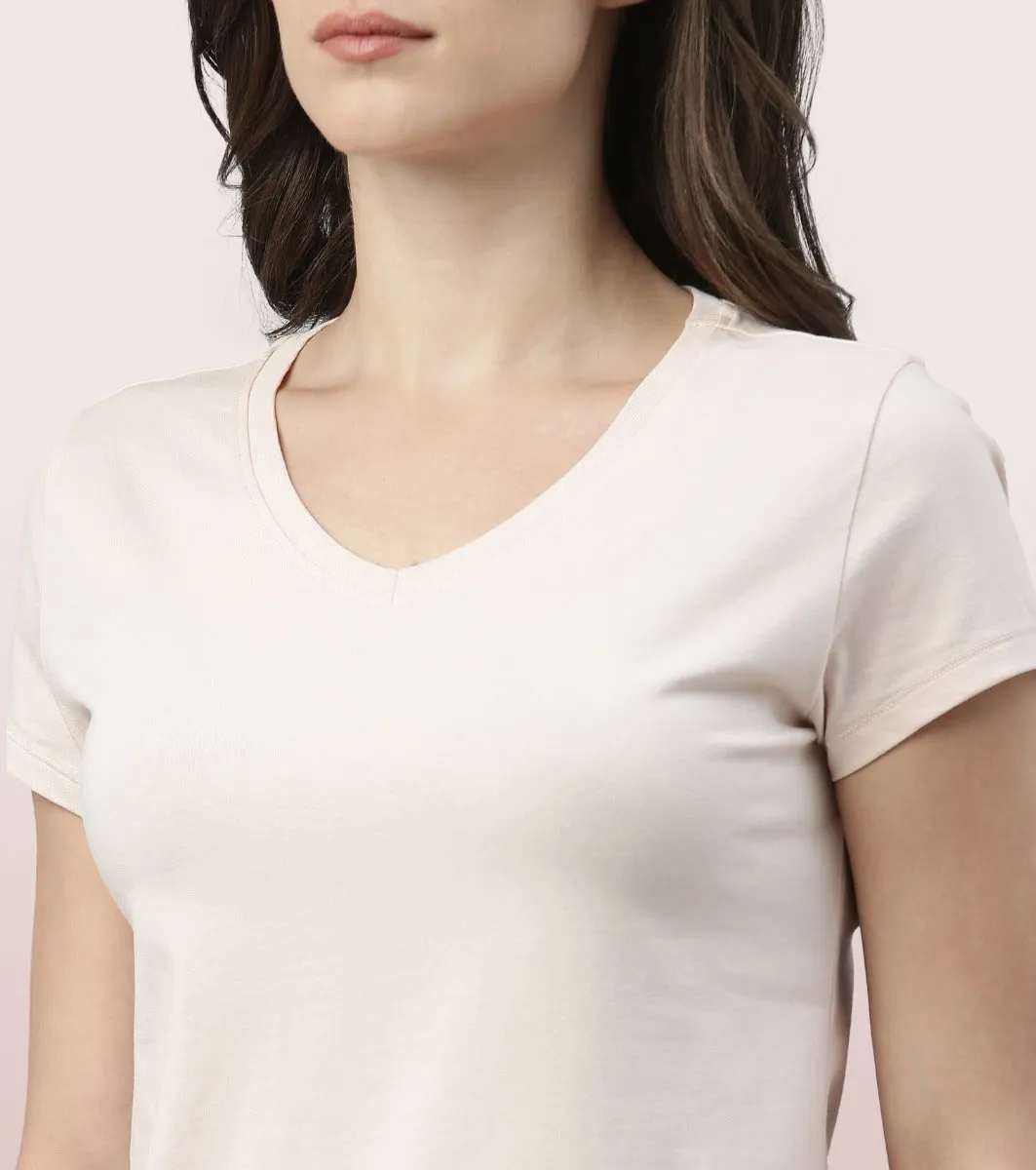 Basic ‘V’ Tee | Short Sleeve ‘V’ Neck Basic Stretch Cotton Tee