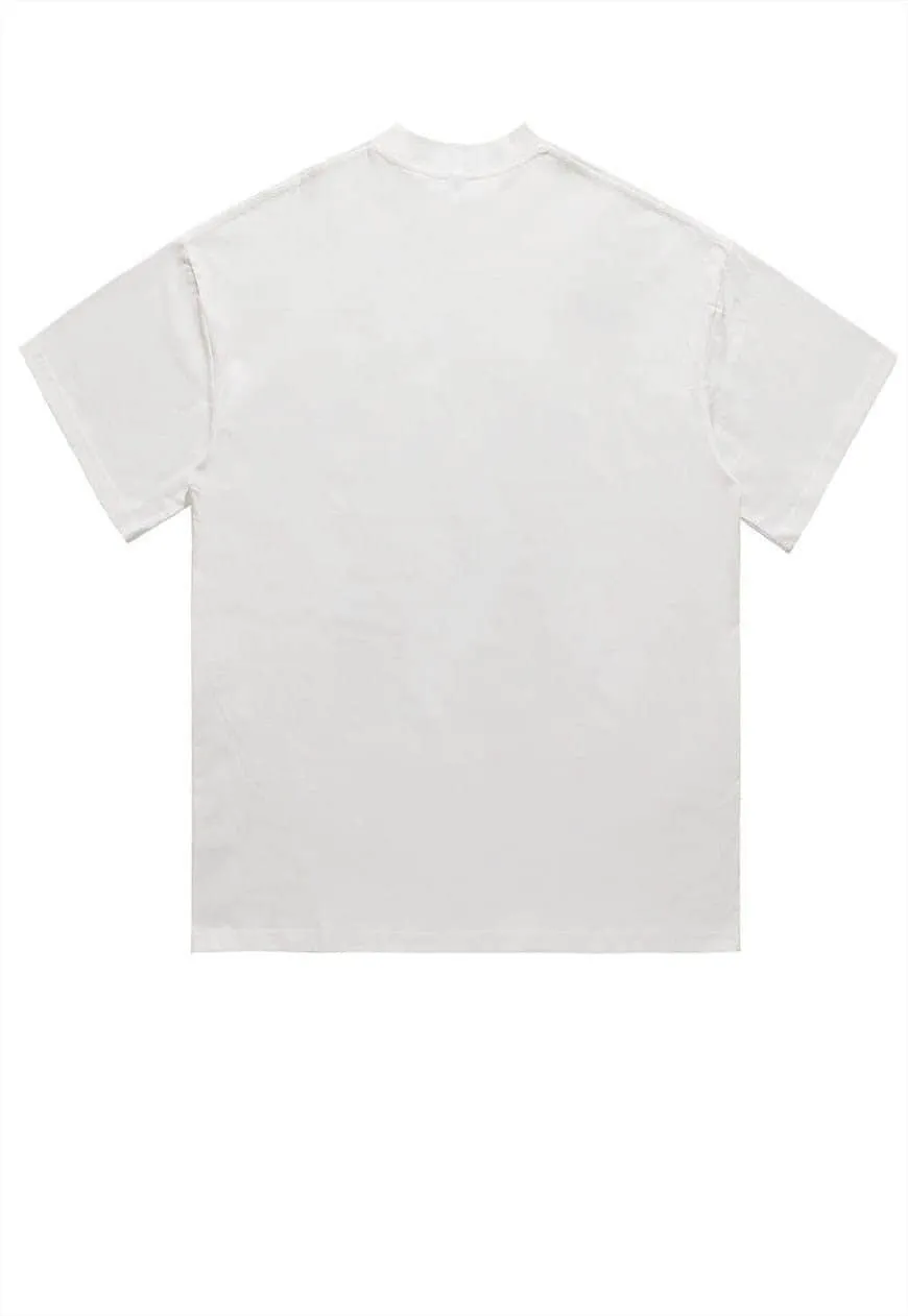 Big mouth t-shirt grunge tee retro raver top in white