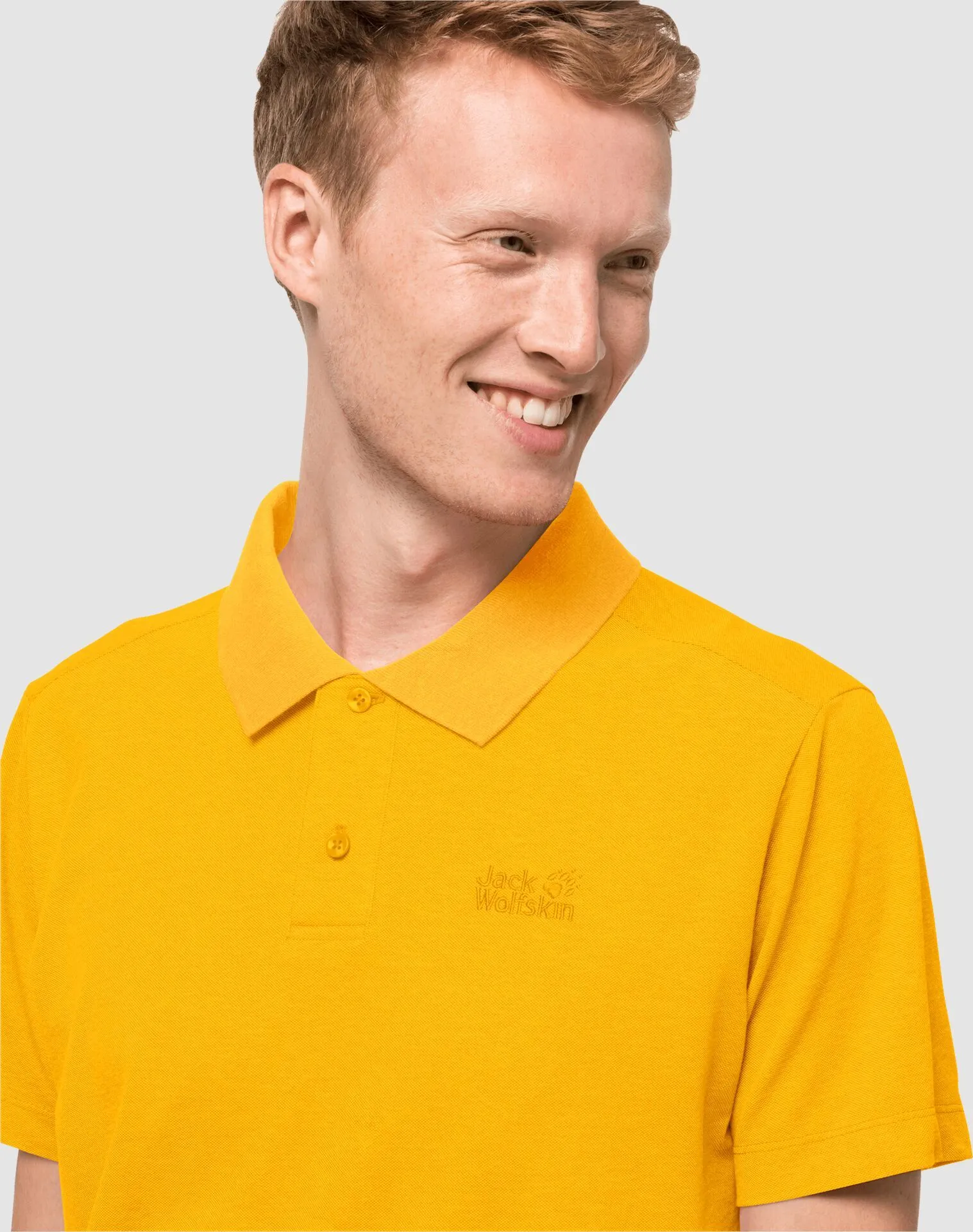 Jack Wolfskin Men&#x27;s Pique Polo Burly Yellow Xt | Buy Jack Wolfskin Men&#x27;s Pique Polo Burly Yellow Xt here | Outnorth