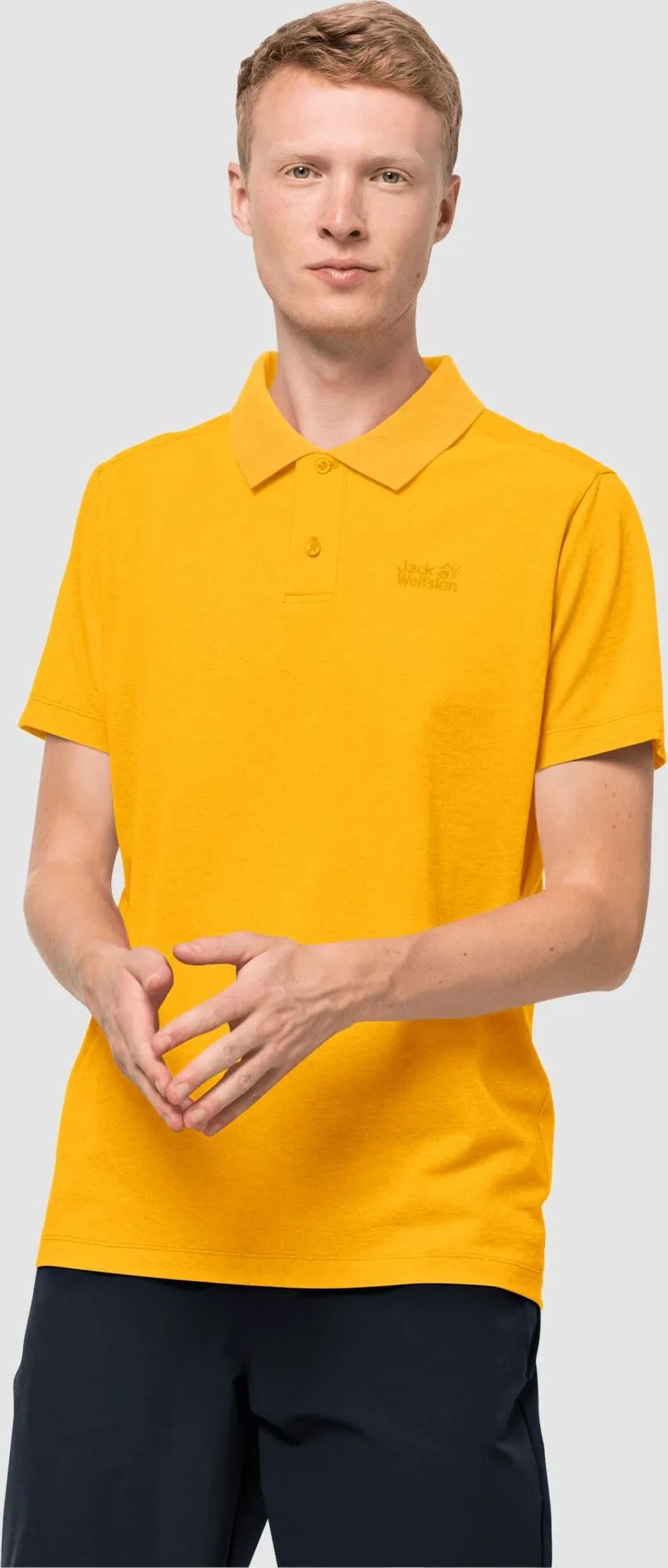Jack Wolfskin Men&#x27;s Pique Polo Burly Yellow Xt | Buy Jack Wolfskin Men&#x27;s Pique Polo Burly Yellow Xt here | Outnorth