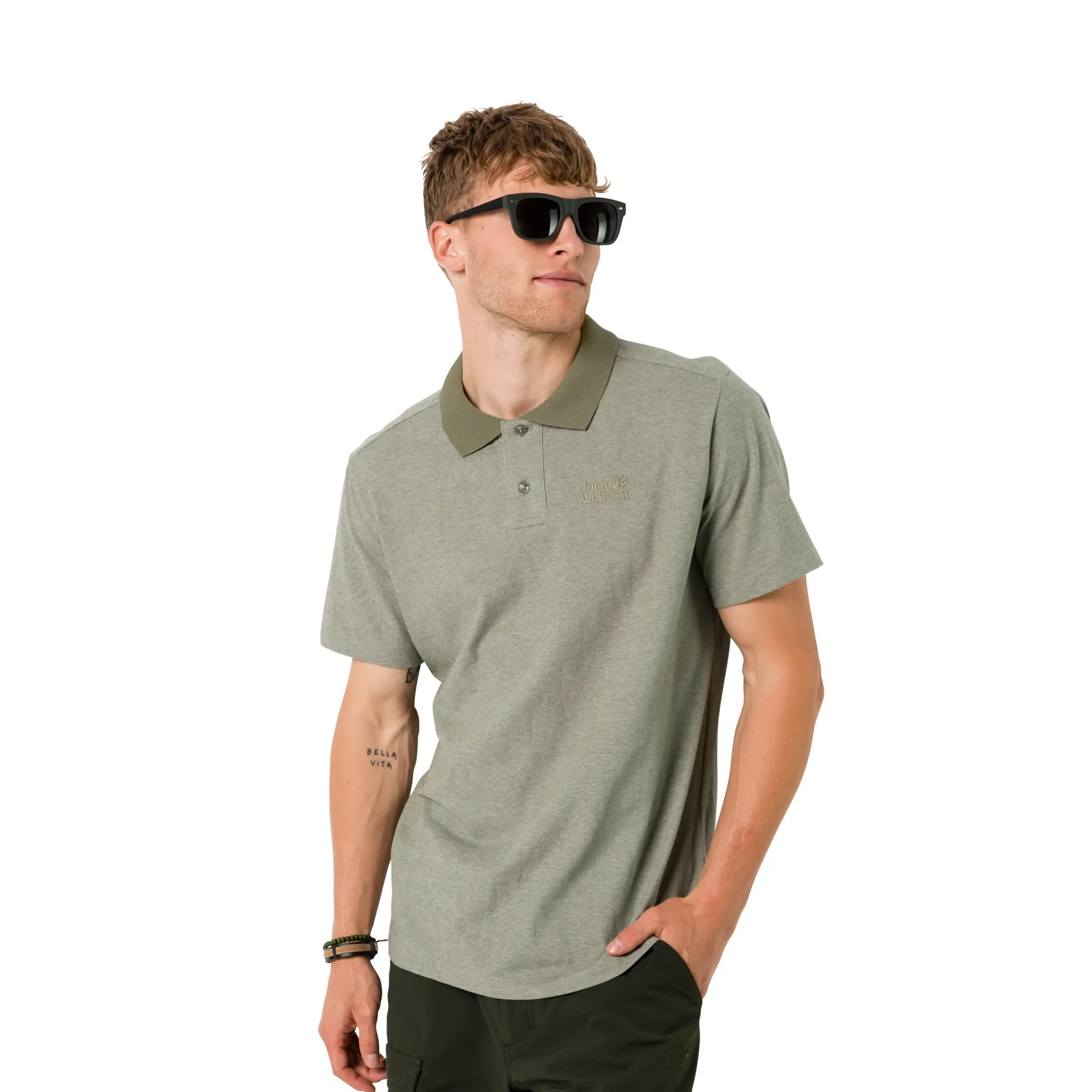 Jack Wolfskin Men&#x27;s Pique Polo Khaki | Buy Jack Wolfskin Men&#x27;s Pique Polo Khaki here | Outnorth