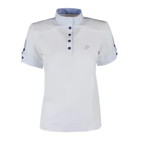 LADIES SHOW/COMPETITION POLO SHIRT STAND UP COLLAR, SHORT SLEEVES MOD TOKIO White pale blue