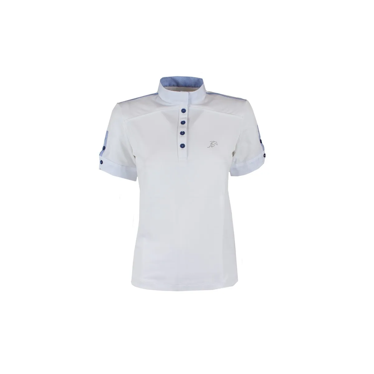 LADIES SHOW/COMPETITION POLO SHIRT STAND UP COLLAR, SHORT SLEEVES MOD TOKIO White pale blue