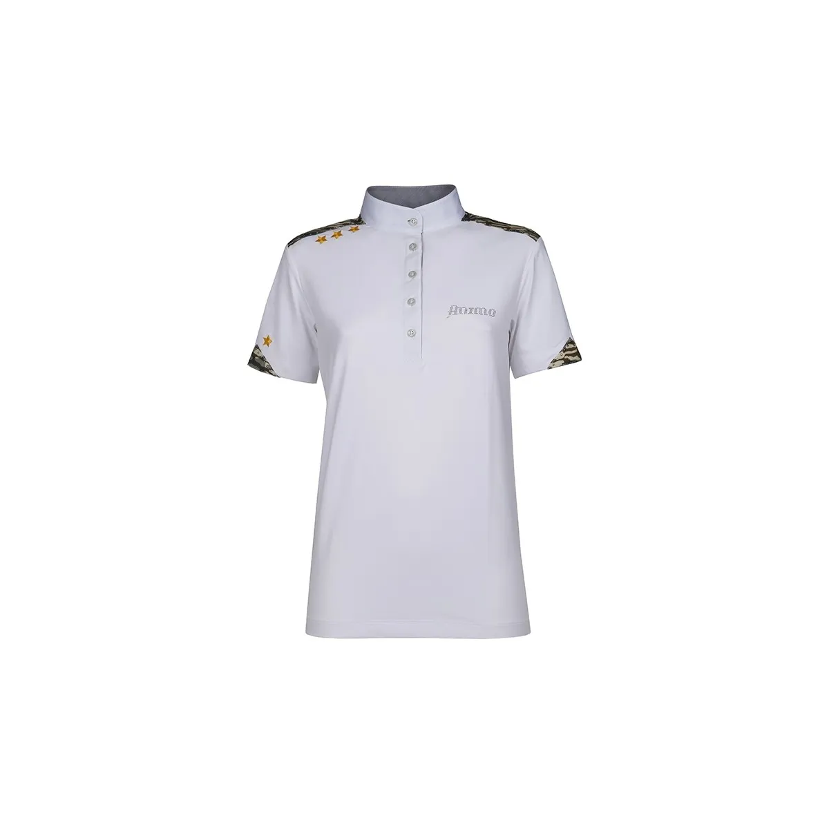 SHORT SLEEVED COMPETITION POLO WITH MIMETIC INSERT ANIMO Women White