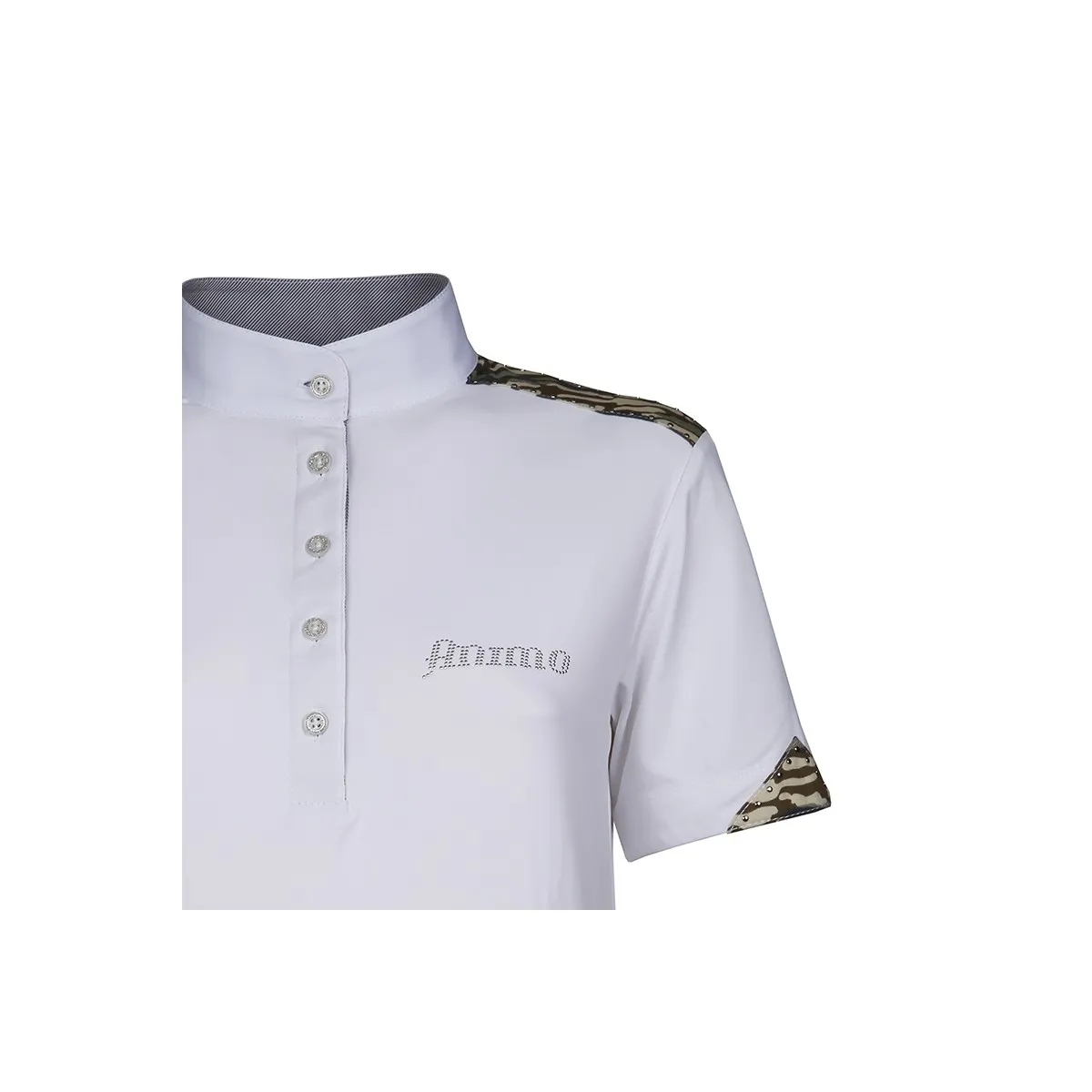 SHORT SLEEVED COMPETITION POLO WITH MIMETIC INSERT ANIMO Women White
