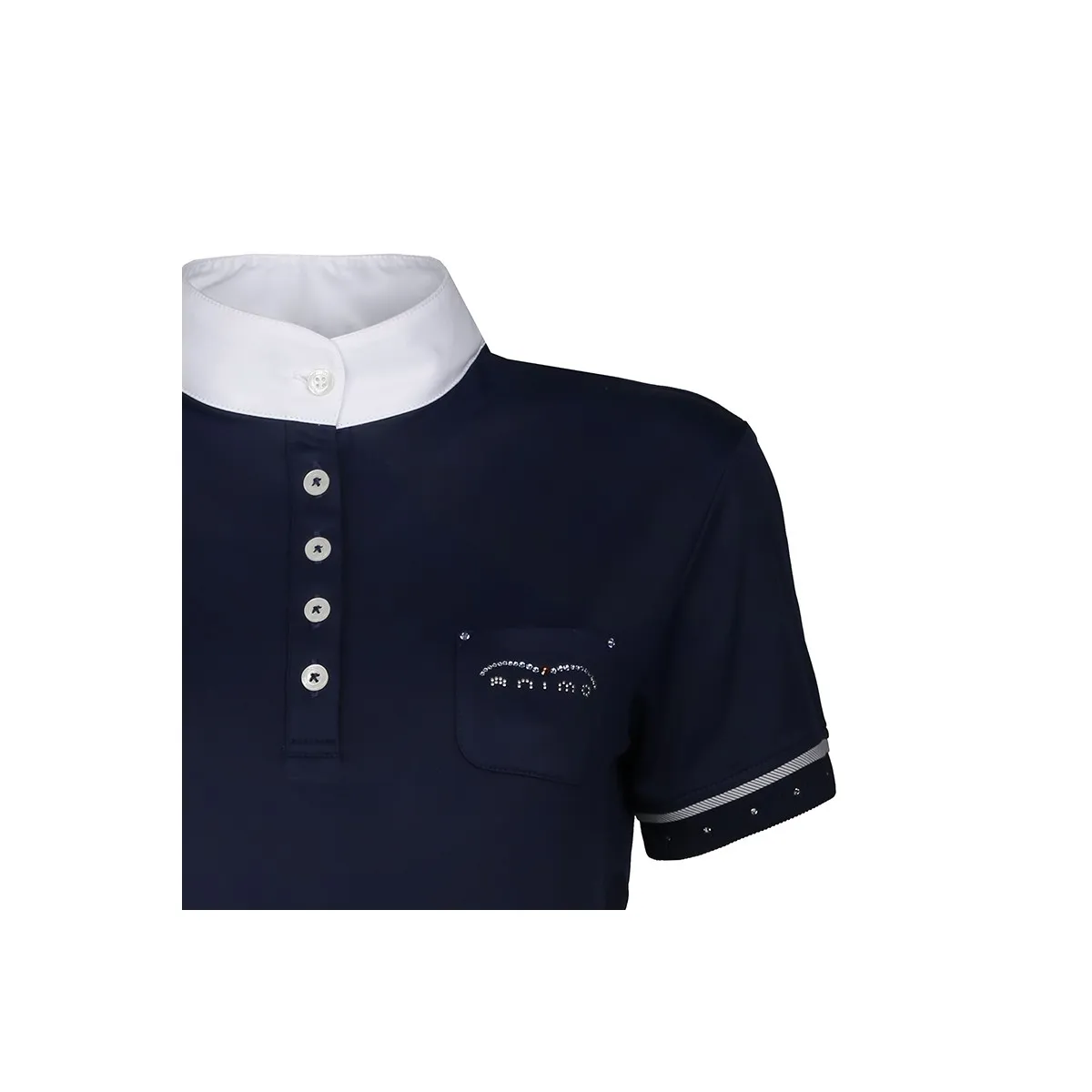 SHORT SLEEVED COMPETITION POLO WITH POCKET AND RHINESTONES ANIMO Women Blue