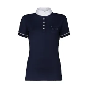 SHORT SLEEVED COMPETITION POLO WITH POCKET AND RHINESTONES ANIMO Women Blue