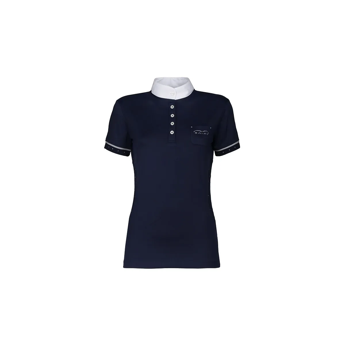 SHORT SLEEVED COMPETITION POLO WITH POCKET AND RHINESTONES ANIMO Women Blue