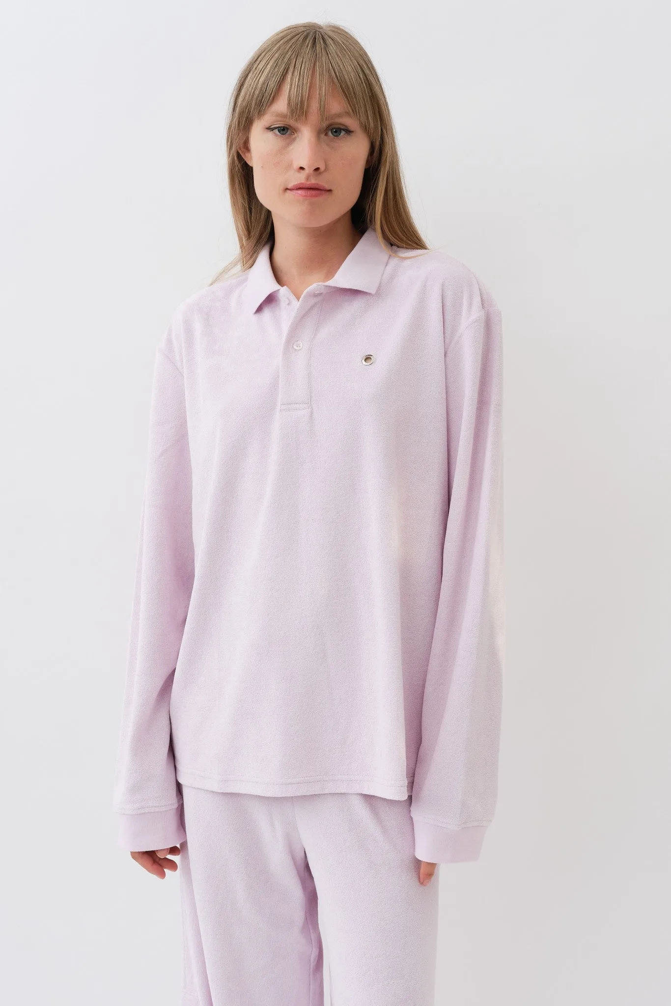 Terrycloth Polo Shirt — Strawberry Milk