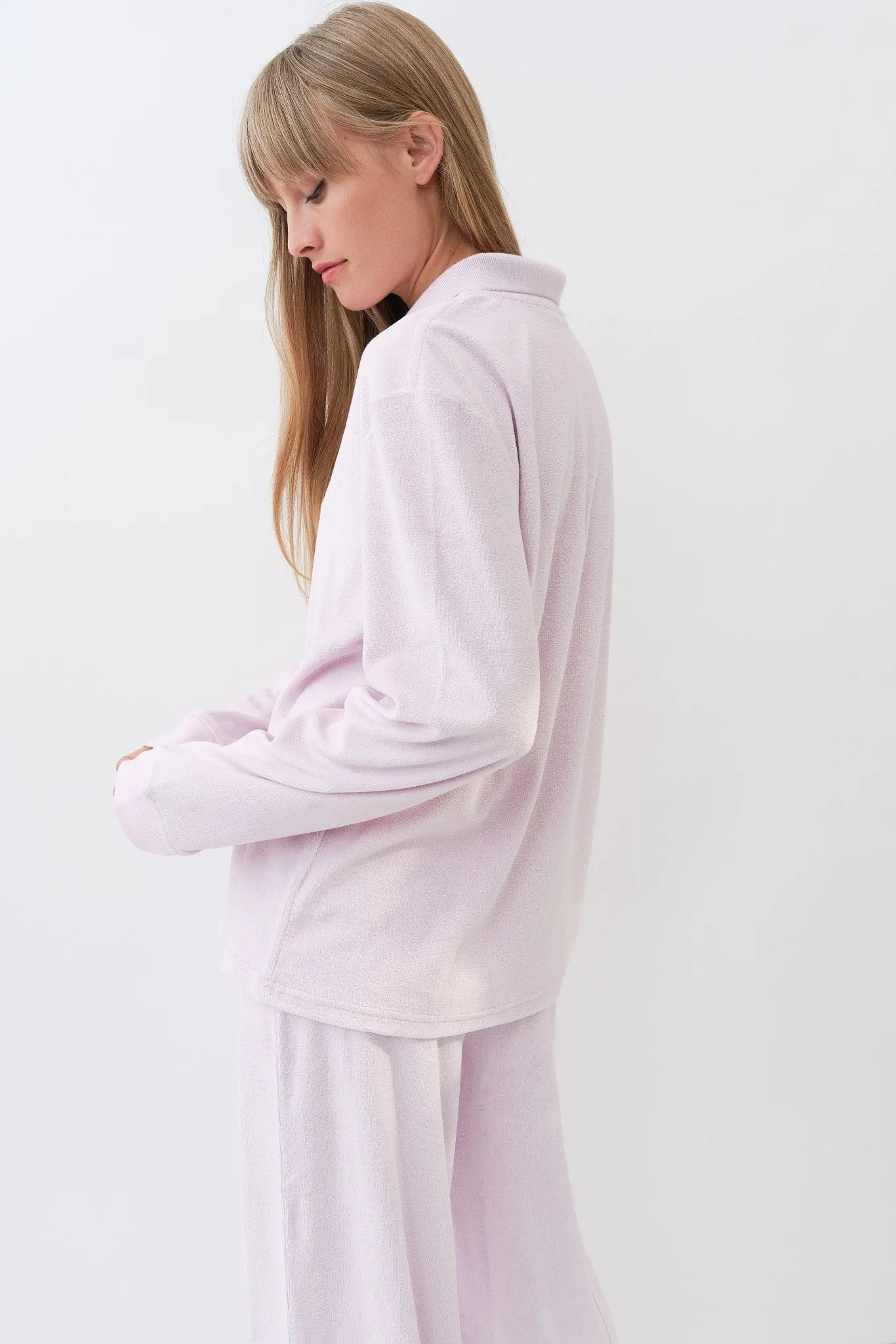 Terrycloth Polo Shirt — Strawberry Milk
