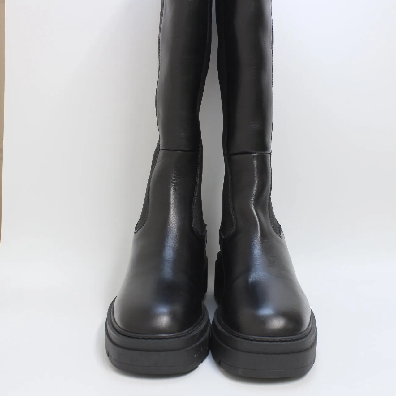 Kamilla Womens Black Leather Chelsea Knee Boots for the Office