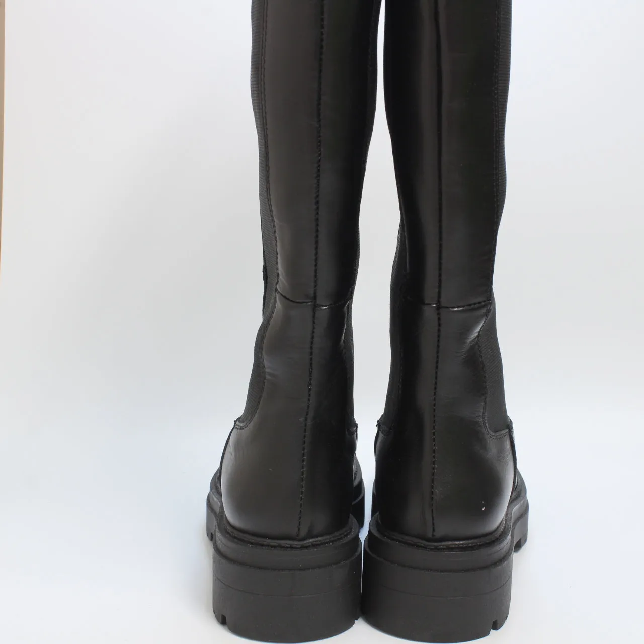 Kamilla Womens Black Leather Chelsea Knee Boots for the Office